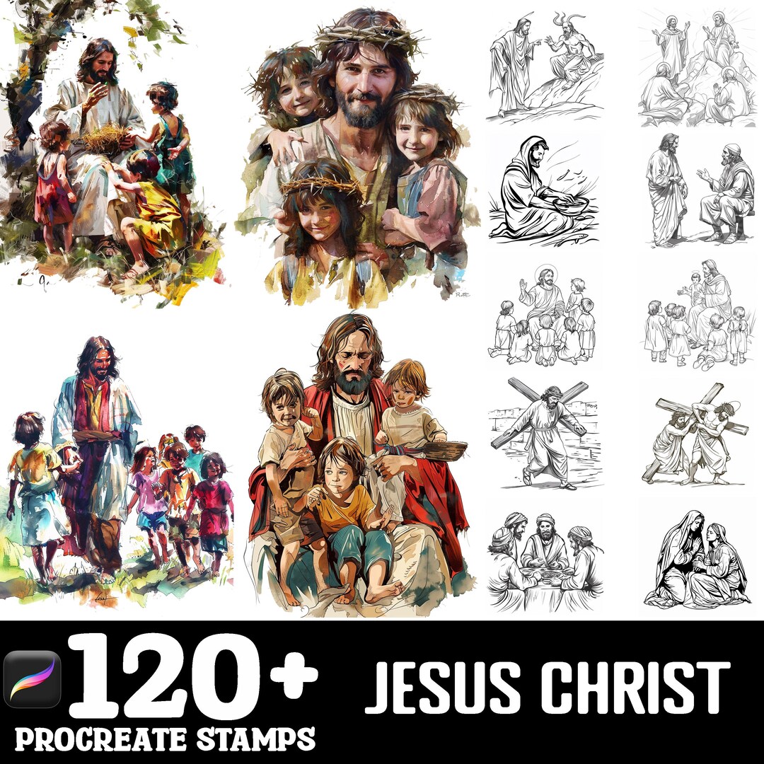 128+ Jesus Christ Procreate Brush Set | Stamps for Procreate | Instant ...