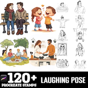 120+ Laughing Pose Procreate Brush Set | Stamps For Procreate | Instant Digital Download