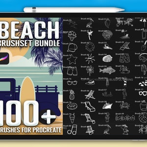 100+ Procreate Beach Brushes, Strandstempel für Procreate, Digitaler Download