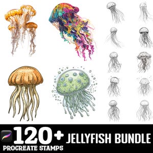 100+ JellyFish Procreate Brush Set | Procreate Stamp Brushes | Instant Digital Download