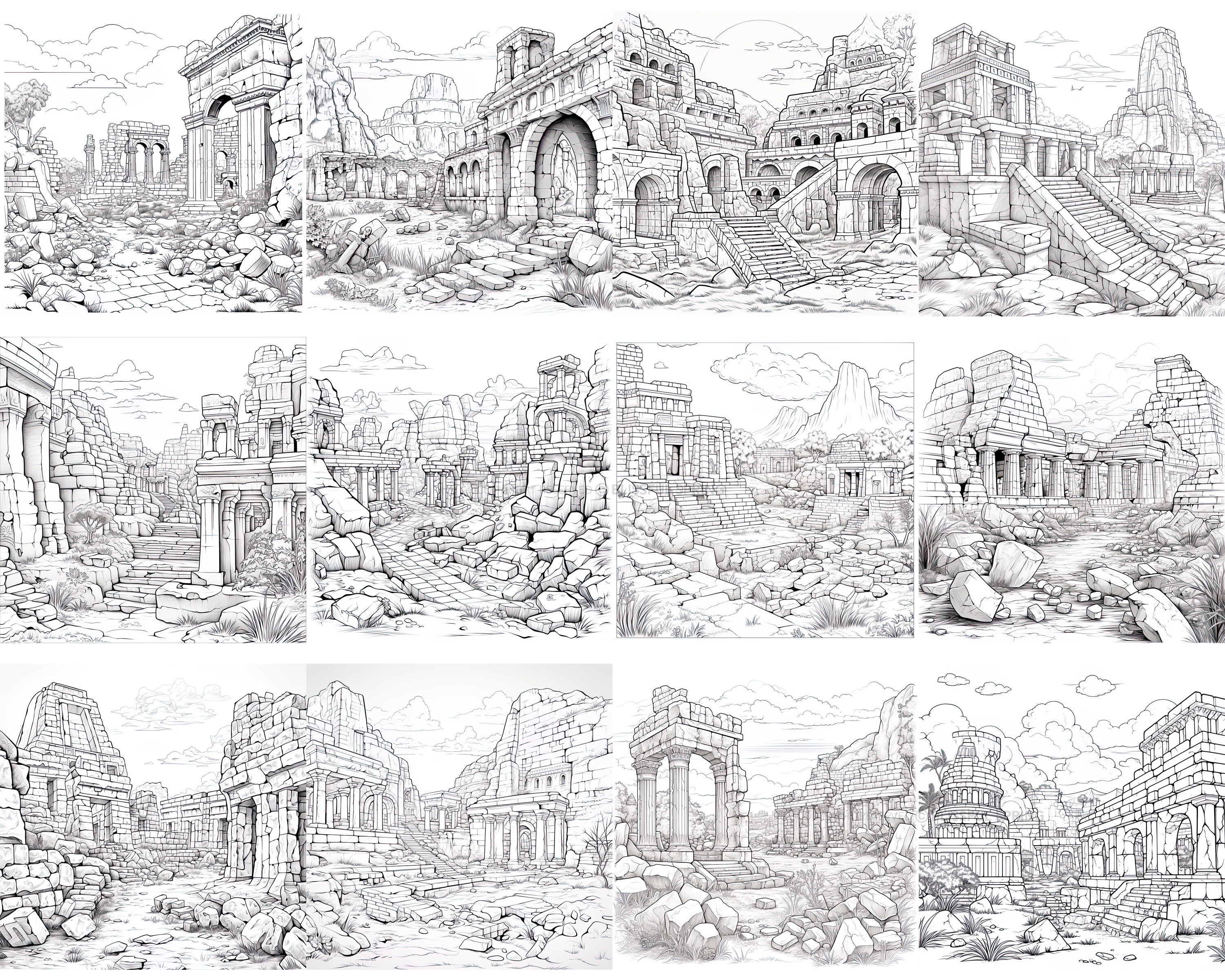 Ancient Ruins Procreate Brush Set: 100+ Unique Stamps (digital Download ...