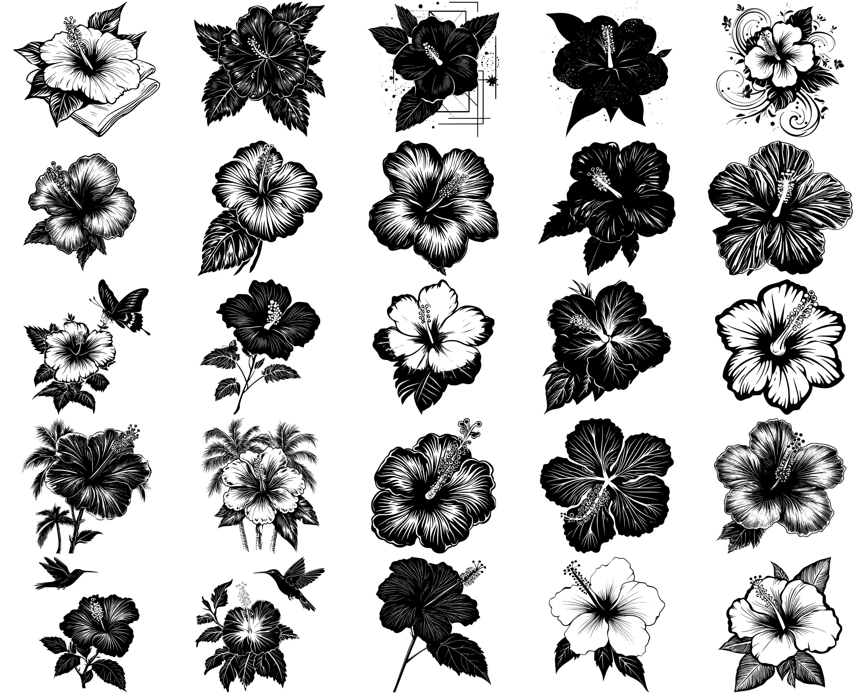 Hibiscus Flower SVG Bundle, Set of 100, Instant Digital Download Svg ...
