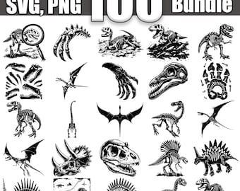 Paquete SVG de huesos de dinosaurio, juego de 100, descarga digital instantánea svg png dxf eps