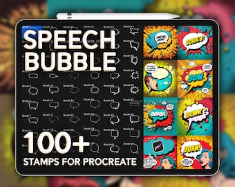 100+ Speech Bubble Procreate Stamps: Manga Comic Brushes (Digital Download)