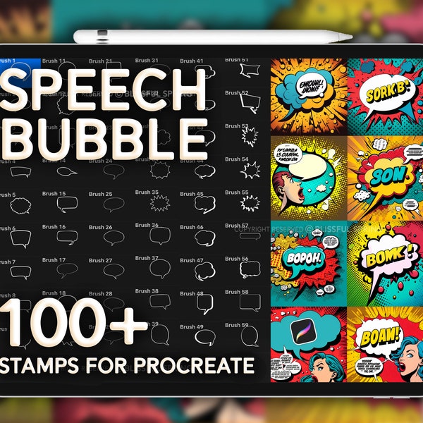 100+ Sprechblase Procreate Stempel, Sprechblase Procreate Pinsel, Manga Sprechblase, Instant Digital Download