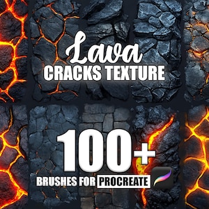Lava Cracks Texture Procreate Brushes: 100+ Seamless Patterns (Instant Download)