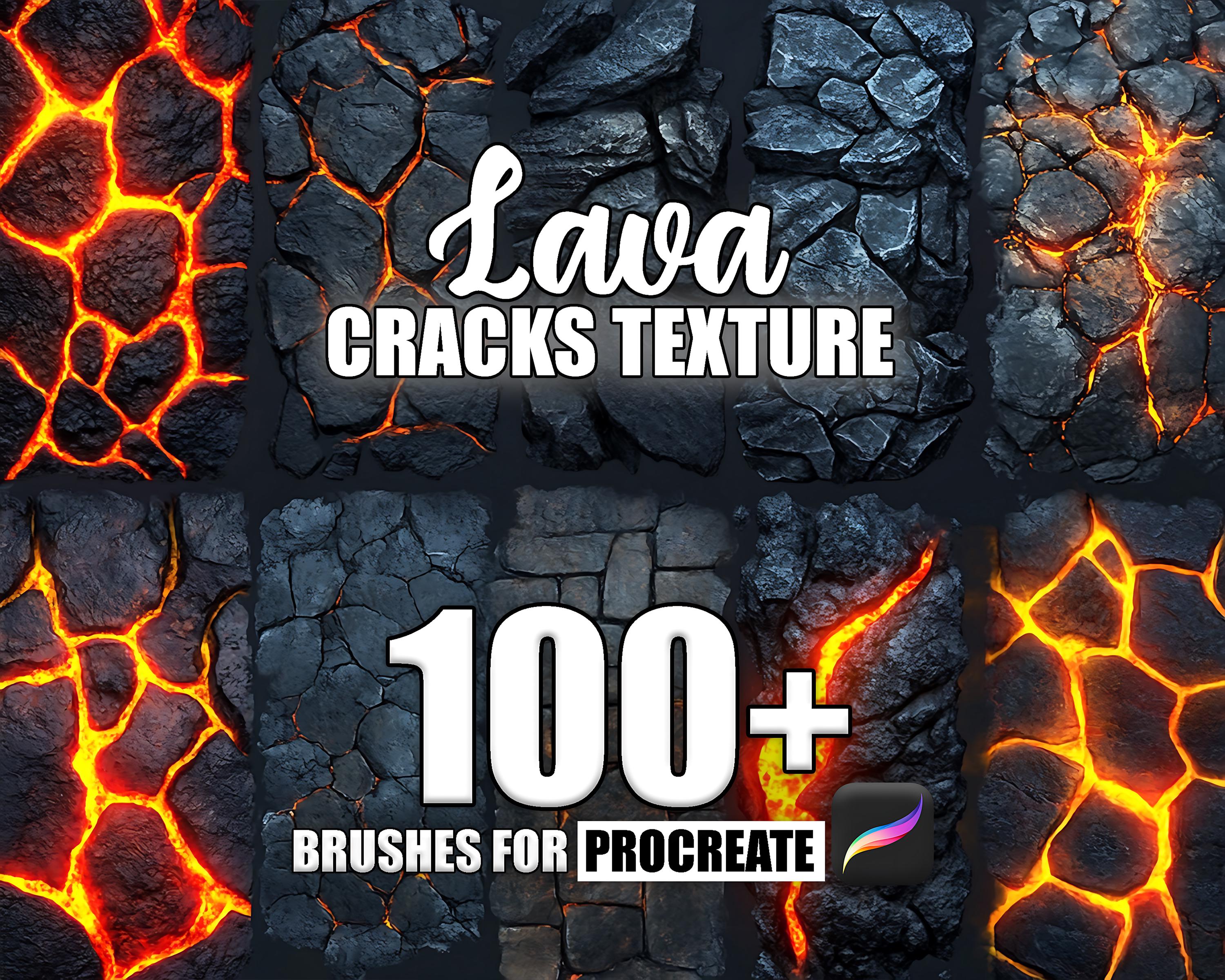 Lava Cracks Texture Procreate Brushes: 100+ Seamless Patterns