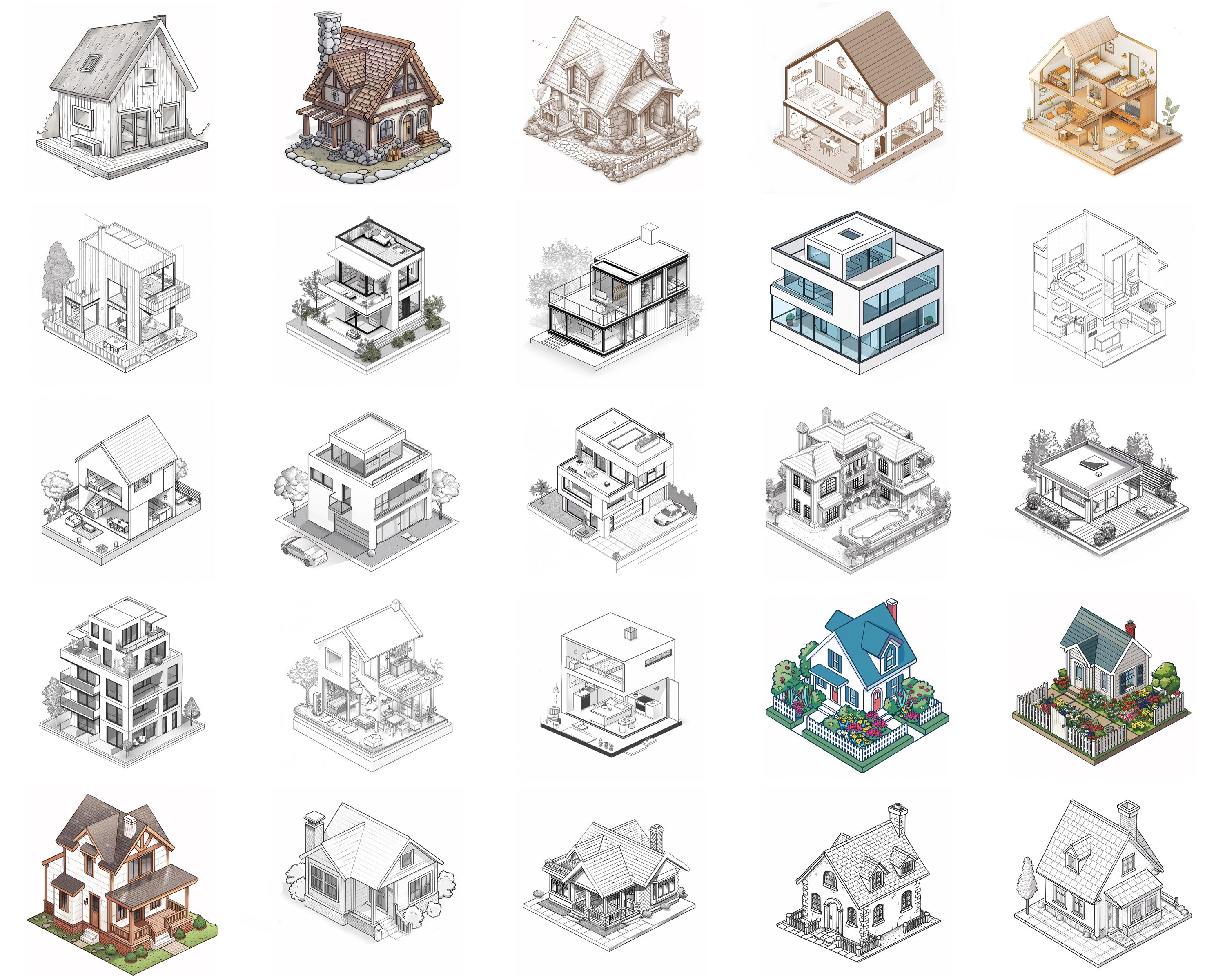 100+ Isometric House Procreate Brush Set | Procreate Stamp Brushes ...
