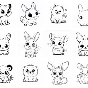 151+ Cute Kawaii Animals Procreate Brush Set | Stamps for Procreate ...