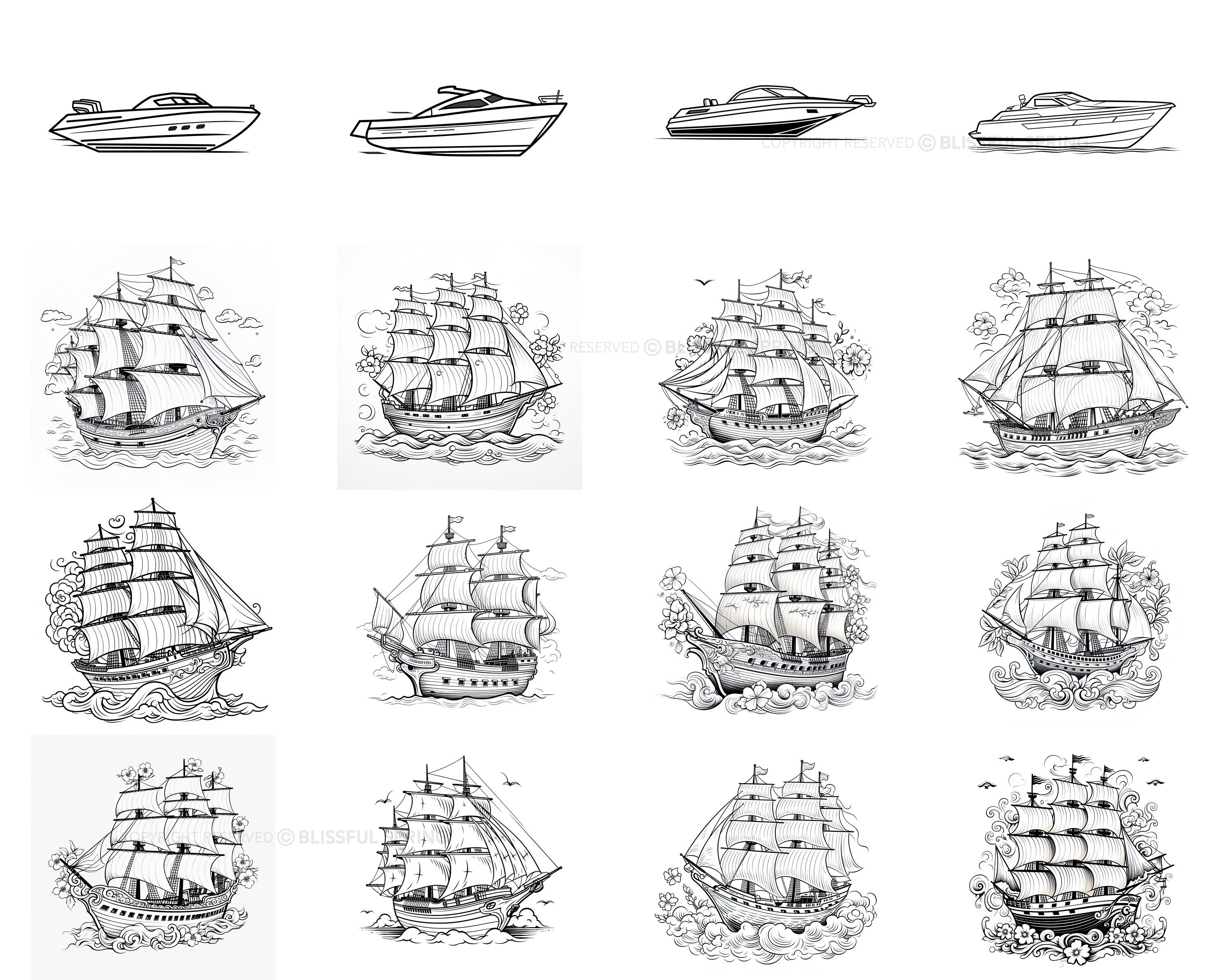 100+ Boat Procreate Brush Set | Unique Realistic Boat Stamp Brushes ...