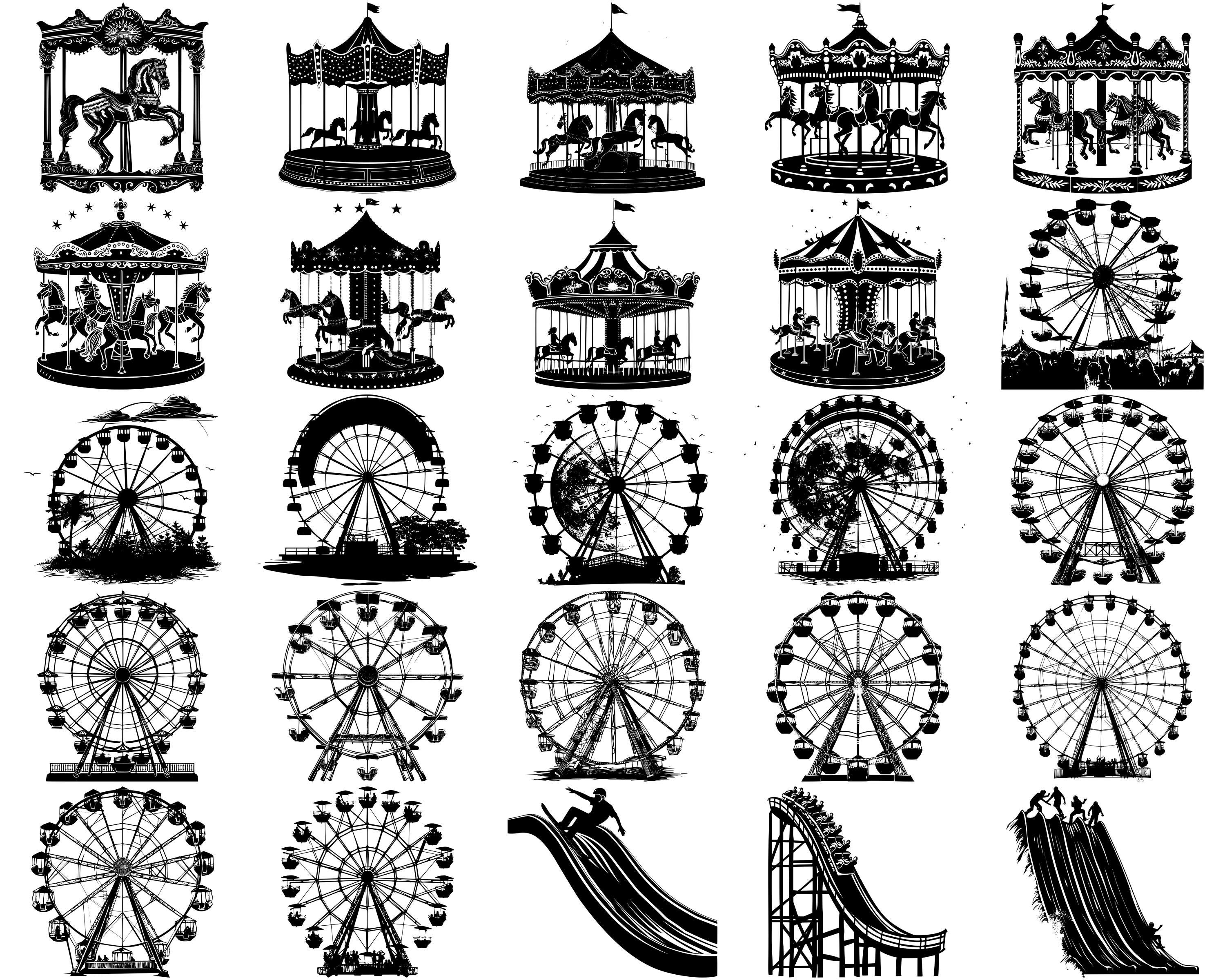 Carnival Rides SVG Bundle, Set of 100, Instant Digital Download Svg Png ...