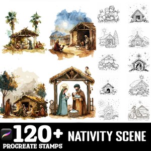 128+ Nativity Scene Procreate Brush Set | Stamps for Procreate ...