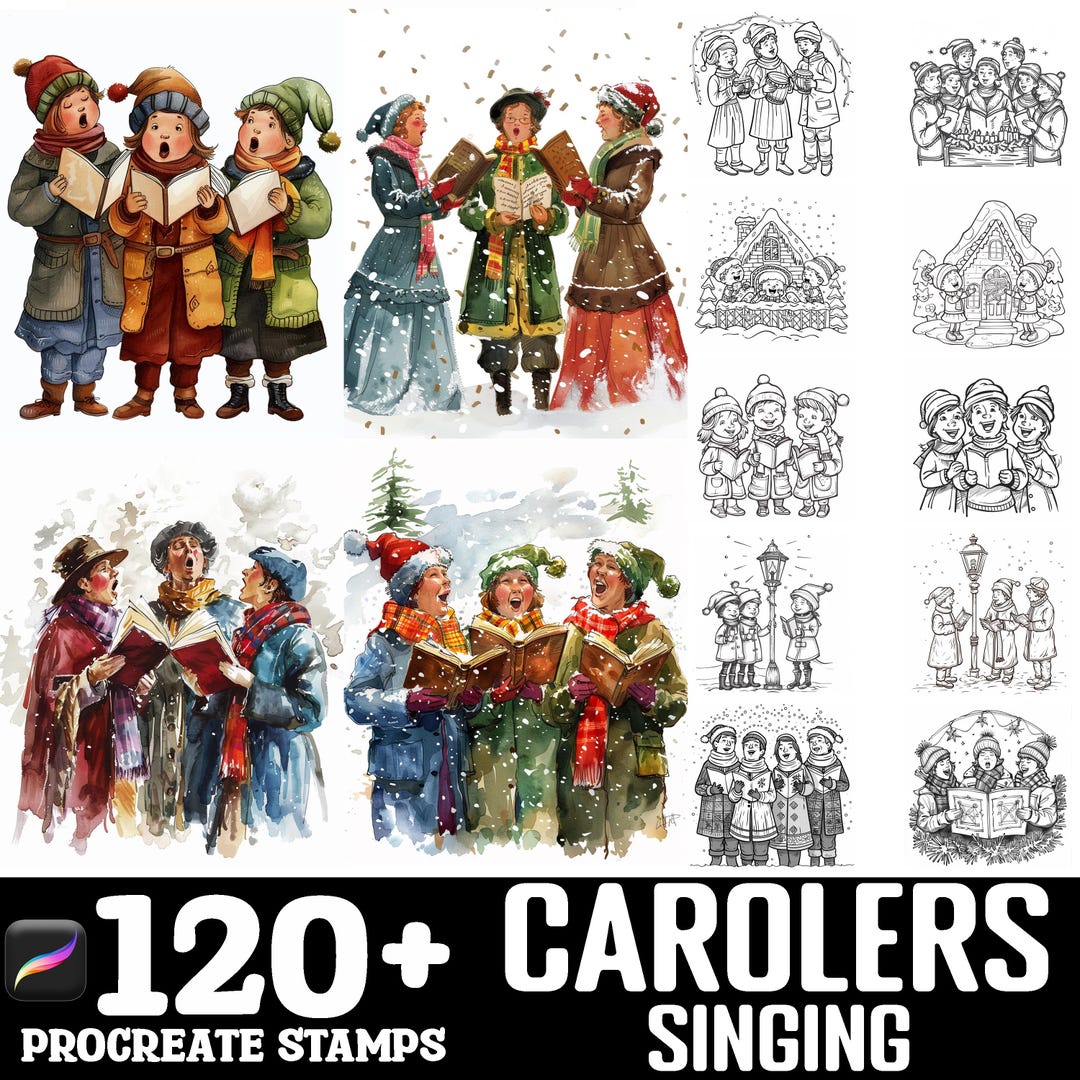 128+ Carolers Singing Procreate Brush Set | Stamps for Procreate ...