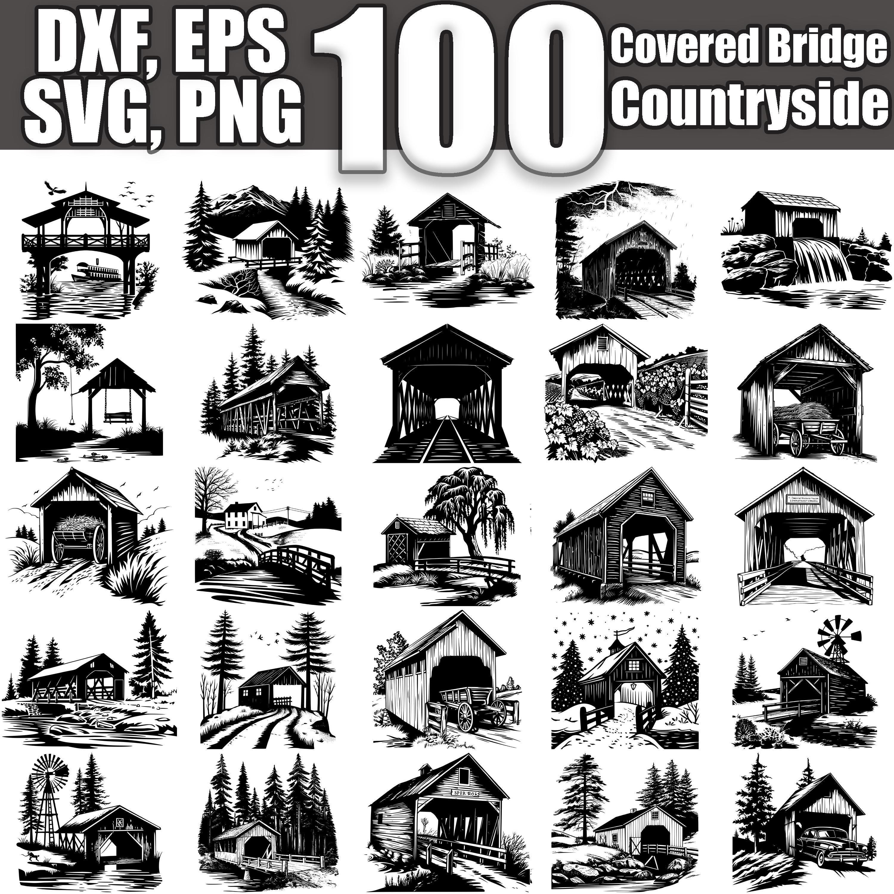 Covered Bridge SVG Bundle: 100 Countryside Designs (digital Download ...