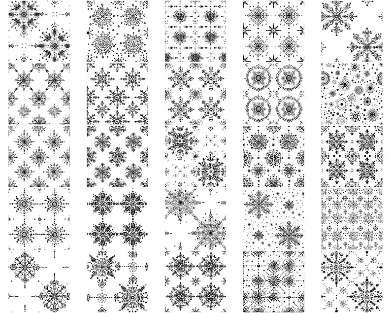 Snowflake Seamless Pattern SVG Bundle: 100 Winter Designs (digital ...