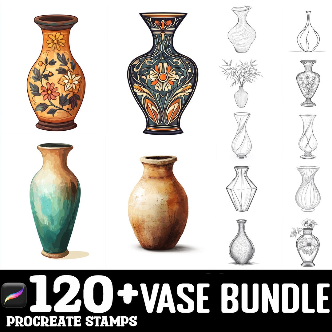 128+ Vase Procreate Brush Set | Stamps for Procreate | Instant Digital ...