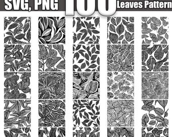 Paquete SVG de hojas de jungla sin costuras: 100 diseños tropicales (descarga digital)
