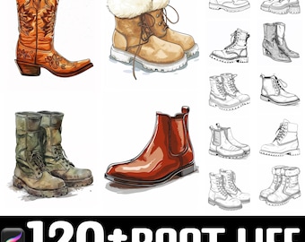Más de 100 pinceles Boot Life para Procreate / Pinceles para sellos para Procreate / Descarga digital instantánea