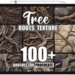 Plus de 100 pinceaux à motif Procreate pour texture de racines d'arbre, textures transparentes, pinceaux Procreate, téléchargement immédiat