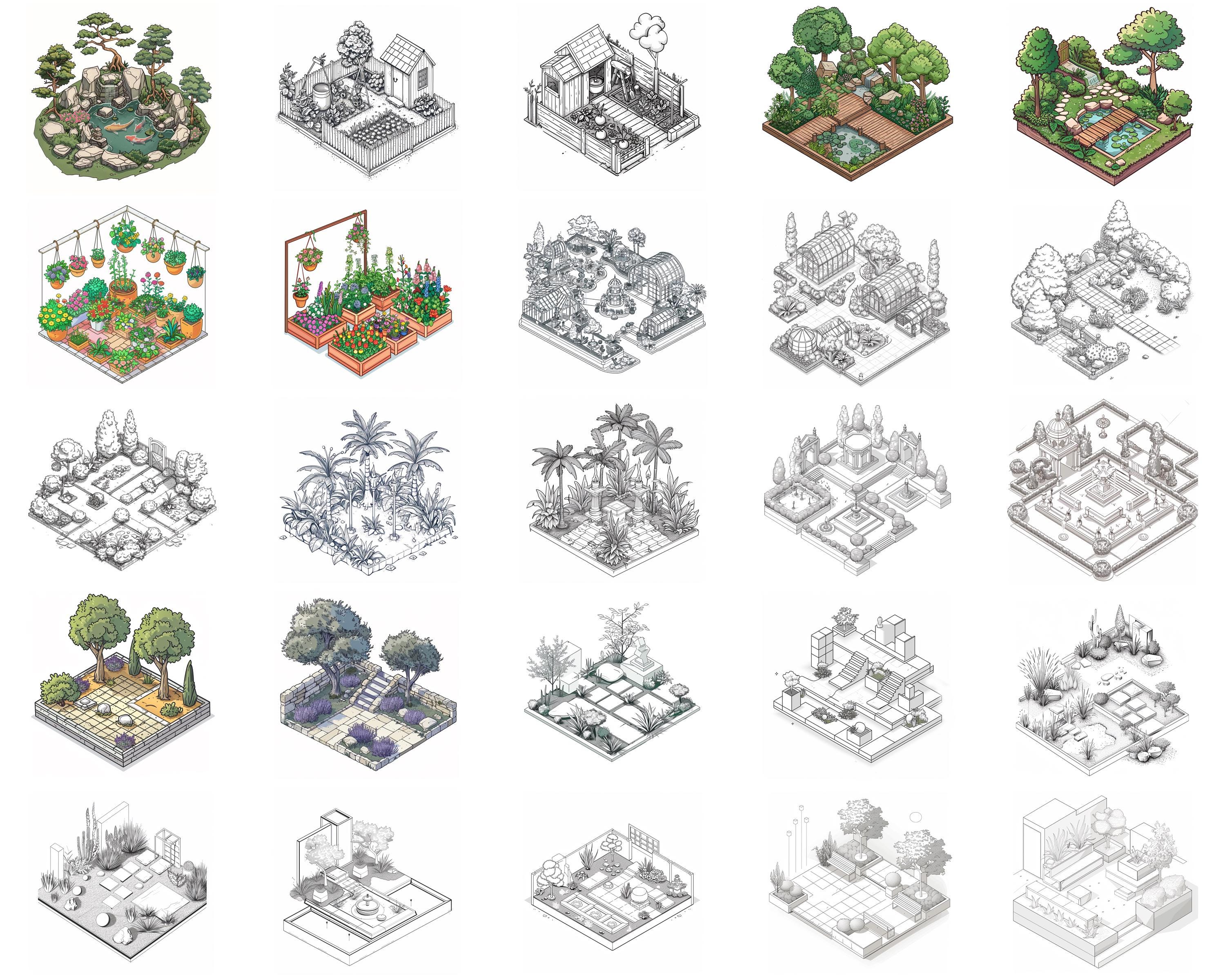 100+ Isometric Garden Procreate Brush Set | Procreate Stamp Brushes ...