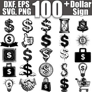 Dollar Sign SVG Bundle, Set of 100, Instant Digital Download svg png dxf eps