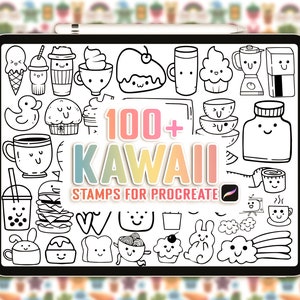 100+ Kawaii Procreate Stamps, Cute Kawaii Procreate Brush Set, Hand drawn Kawaii Stamps, Procreate Stamps