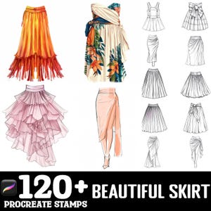 120+ Beautiful Skirt Procreate Brush Set | Stamps For Procreate | Instant Digital Download