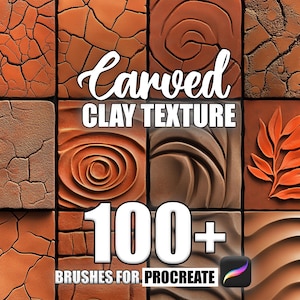 100+ Carved Clay Procreate Pattern brushes, Seamless Textures Procreate Brushes, Instant Download