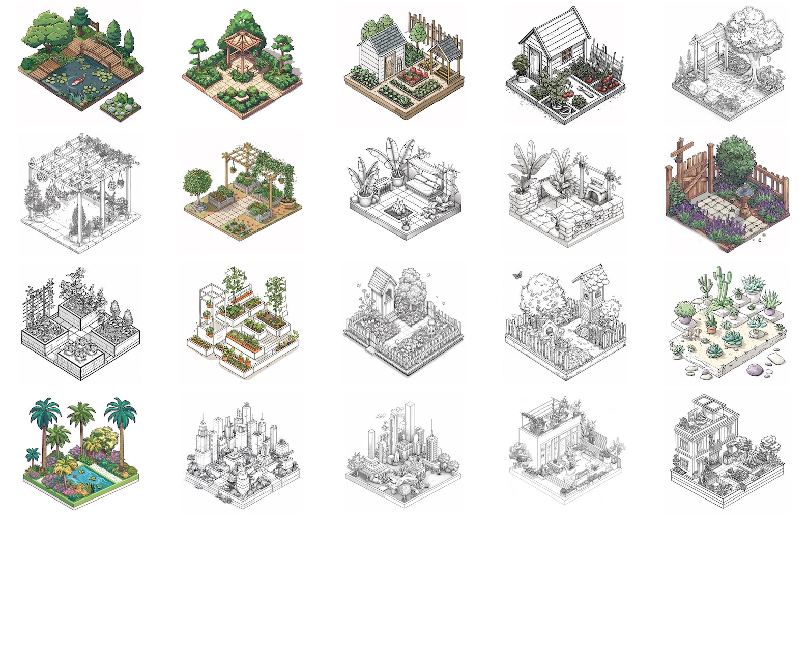 100+ Isometric Garden Procreate Brush Set | Procreate Stamp Brushes ...