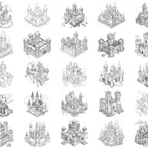 100+ Isometric Castle Procreate Brush Set | Procreate Stamp Brushes ...