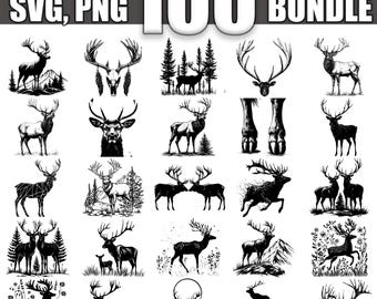 Elk SVG Bundle, Set of 100, Instant Digital Download svg png dxf eps