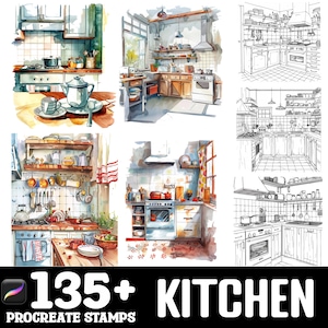 135 Kitchen Procreate Brush Set | Stamps For Procreate | Instant Digital Download