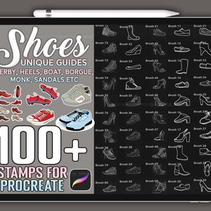 100+ Procreate Shoes Stamps, Procreate Shoes Guides, Instant Download
