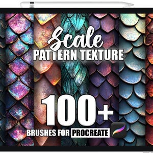 100+ Scale Texture Procreate Pattern brushes, Seamless Textures Procreate Brushes, Instant Download