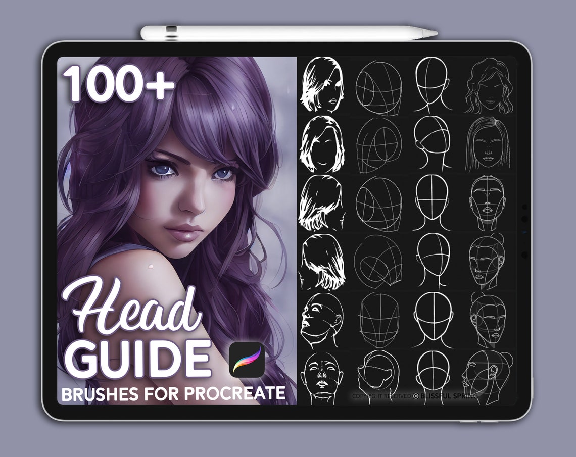 100 Procreate Head Guide Stamps Procreate Head Stamp Etsy