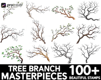 100+ Branches Procreate Brush Set | Unique Tree Branch Stamp Brushes | Instant Digital Download