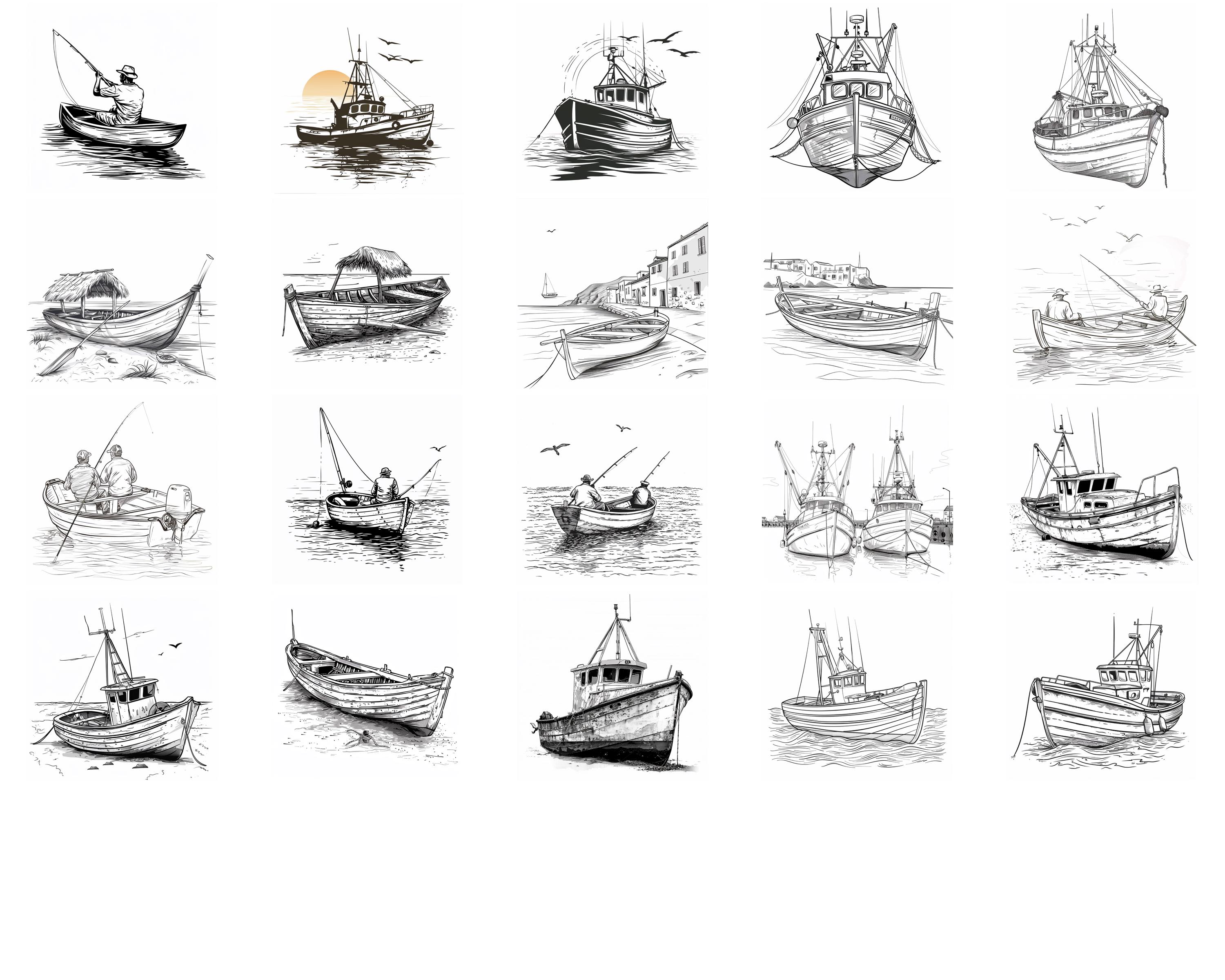 120+ Fishing Boat Procreate Brush Set | Stamps for Procreate | Instant ...