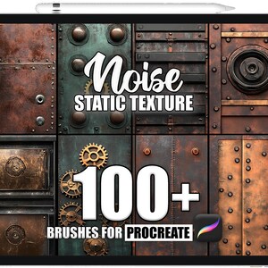 100+ Steampunk Metal Texture Procreate Brushes: Sömlösa industriella mönster (digital nedladdning)