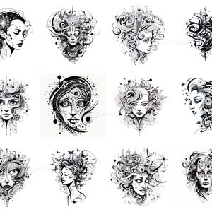 100+ Surrealism Tattoo Procreate Brush Set | Unique Tattoo Style Stamp ...