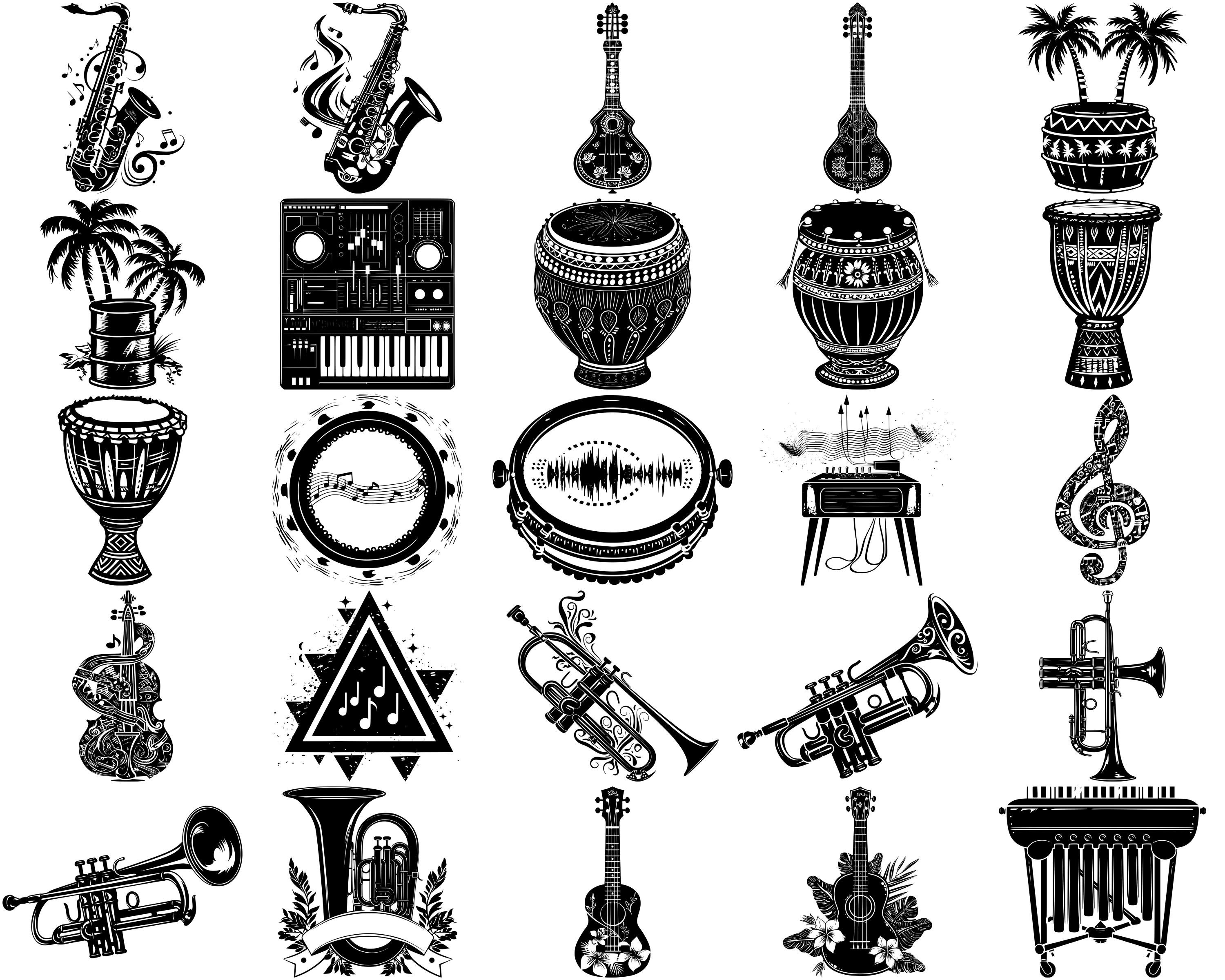 Musical Instruments SVG Bundle, Set of 100, Instant Digital Download ...