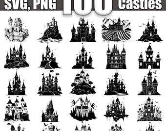European Castles SVG Bundle, Set of 100, Instant Digital Download svg png dxf eps