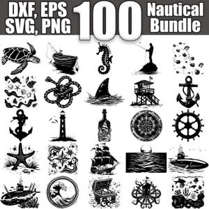 Nautical SVG Bundle, Set of 100, Instant Digital Download svg png dxf eps