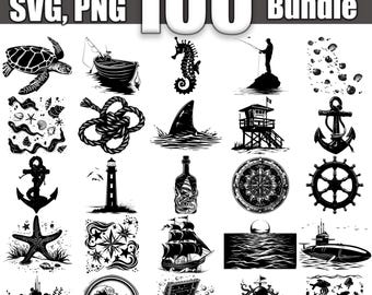 Nautical SVG Bundle, Set of 100, Instant Digital Download svg png dxf eps