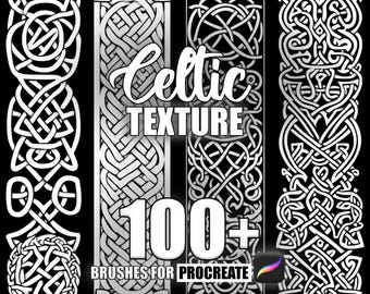 Pinceles de Procreate con patrones celtas: Más de 100 pinceles de textura sin costuras (descarga instantánea)