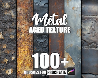 Aged Metal Texture Procreate Brushes: 100+ Seamless Patterns (Instant Download)