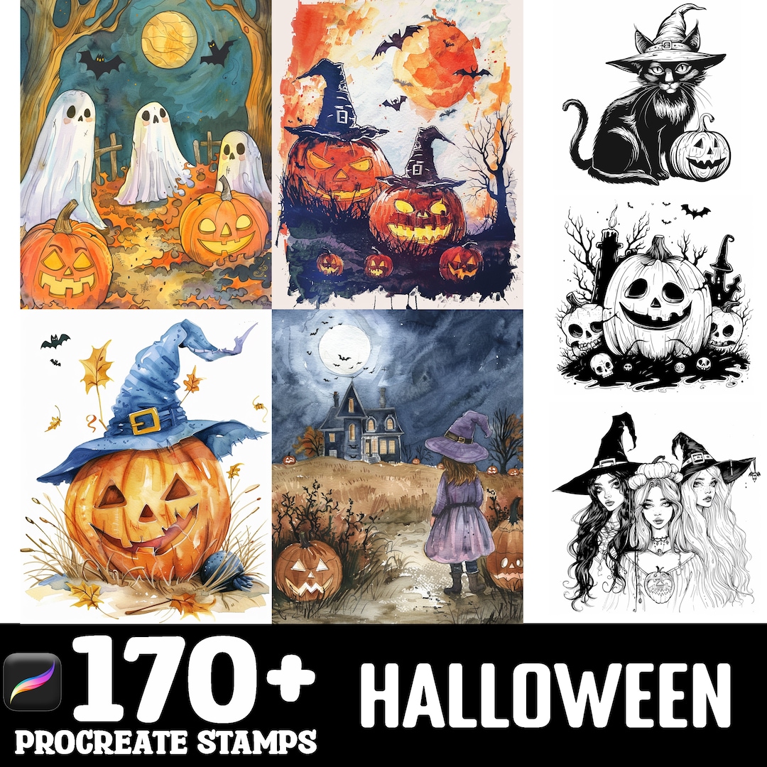 170 Halloween Procreate Brush Set | Stamps for Procreate | Instant ...
