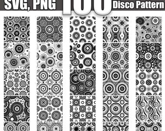 Retro Disco Pattern SVG Bundle: 100 Seamless Designs (Digital Download)