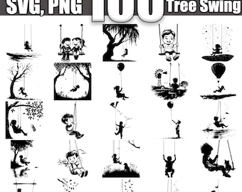 Children on Tree Swing SVG Bundle: 100 Designs (Digital Download)