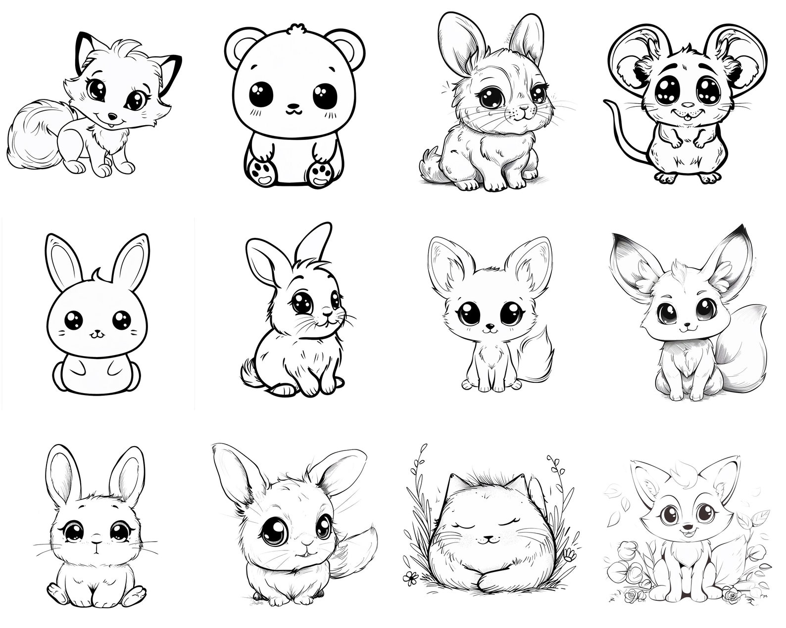 151+ Cute Kawaii Animals Procreate Brush Set | Stamps for Procreate ...