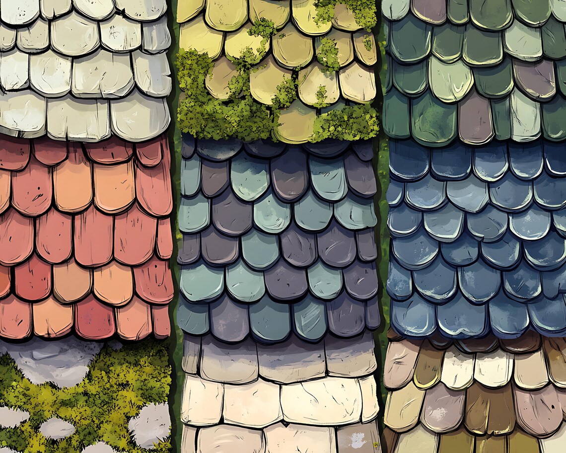 Repeatable Shingles Texture 100+ Roof Shingles Texture Procreate Brushes: Seamless Patterns ...